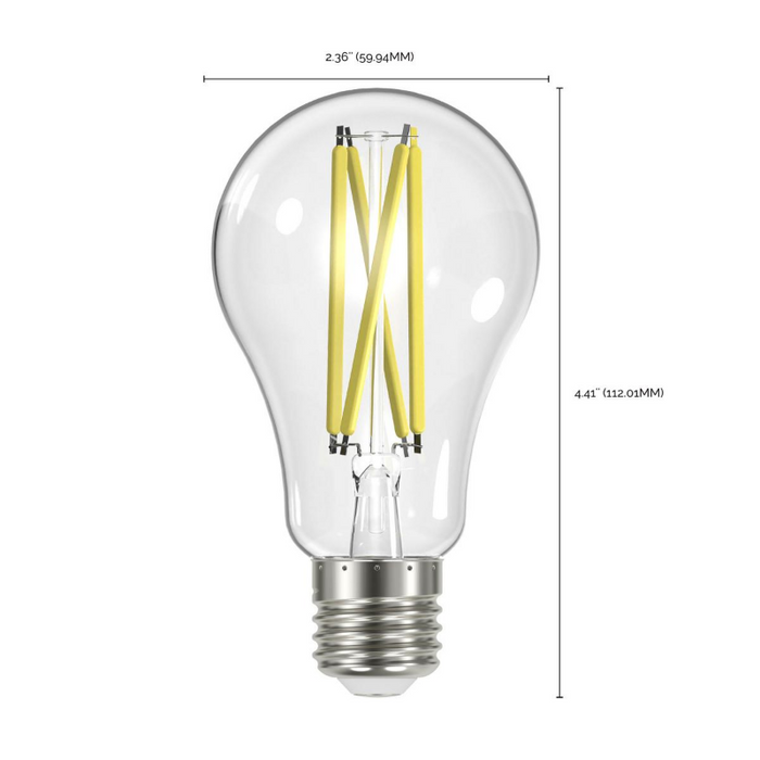 Satco S12443 12.5W A19 Dimmable LED Filament Bulb, E26 Base, 3000K, Clear, 4-Pack
