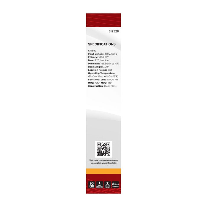 Satco S12528 5W T9 Tubular LED Bulb, 2700K, E26 Base, 120V
