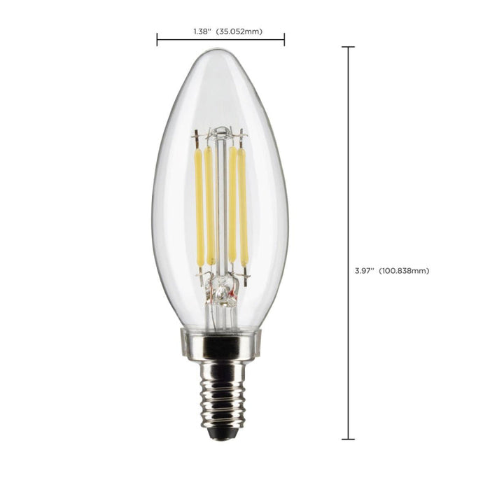 Satco S21277 5.5W B11 LED Filament Bulb, E12 Base, 5000K, Clear