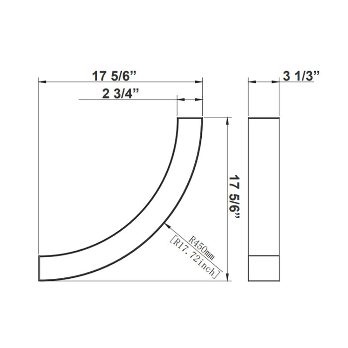 Westgate SCXC Quarter of 36" Circle 20W LED Superior Architectural Light, CCT Selectable