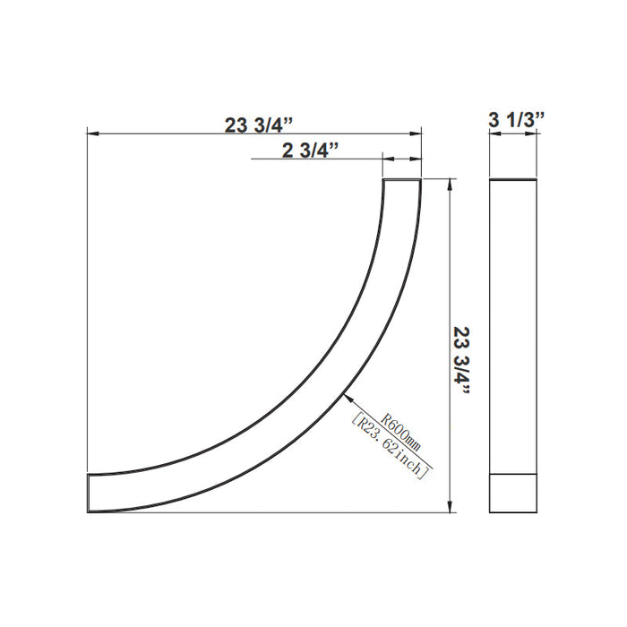 Westgate SCXC Quarter of 48" Circle 25W LED Superior Architectural Light, CCT Selectable