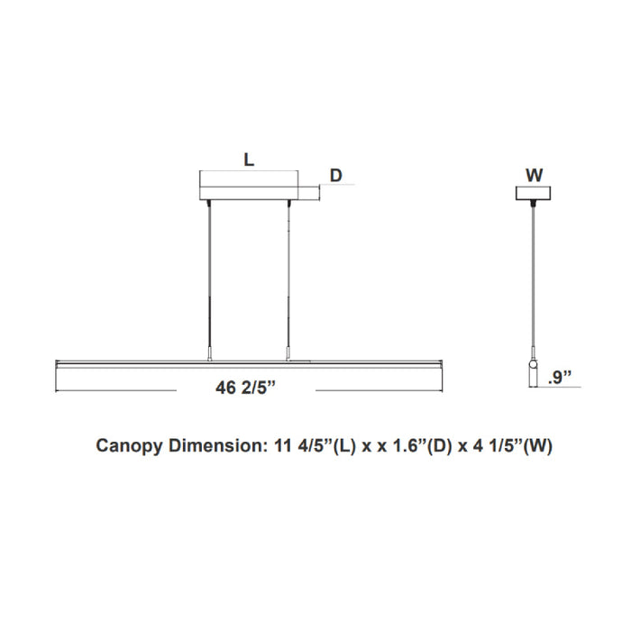 Westgate SDTL 4-ft 20W/25W/30W LED Linear Tube Decorative Suspension Light, CCT Adjustable