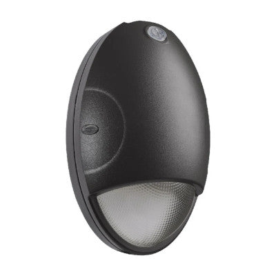 Oval Small Emergency Wall Pack; LED; CCT Selectable; Photocell; Black Finish