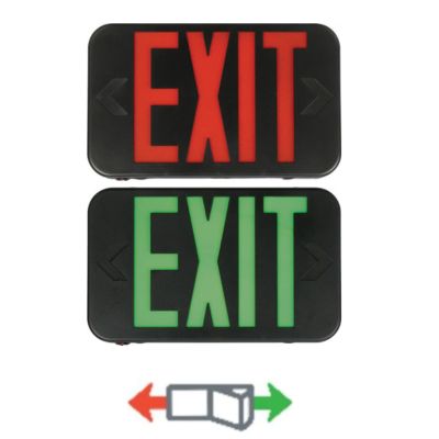 Lithonia Contractor Select EXRG Exit Sign with Ni-MH Battery Back Up - Red/Green Letters Switchable, Black