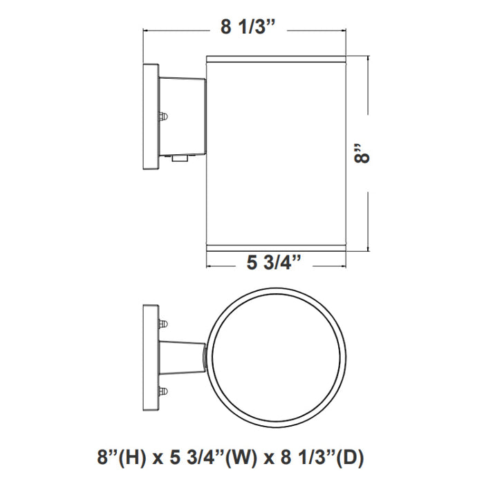 Westgate WMCL-DL 6" 20W LED Outdoor Cylinder Wall Light, CCT Selectable