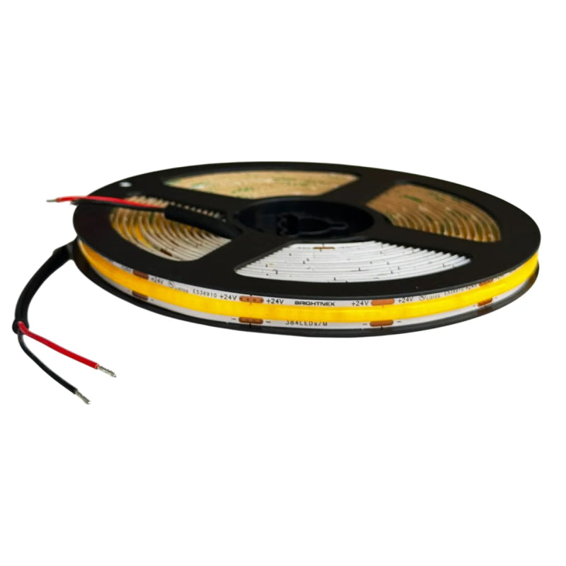 ECO COB Dotless LED Strip Light, 3W/Ft, Dimmable, 8mm, 24V, Outdoor, IP65, 16-ft