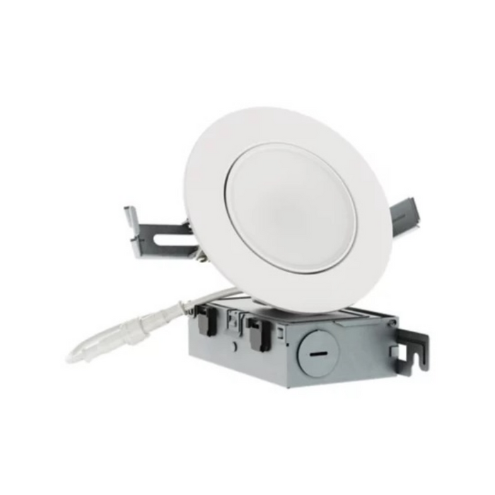 Halo HLA 4" Round Super Adjustable Recessed Canless LED Downlight, 5CCT Selectable, 120V, Matte White