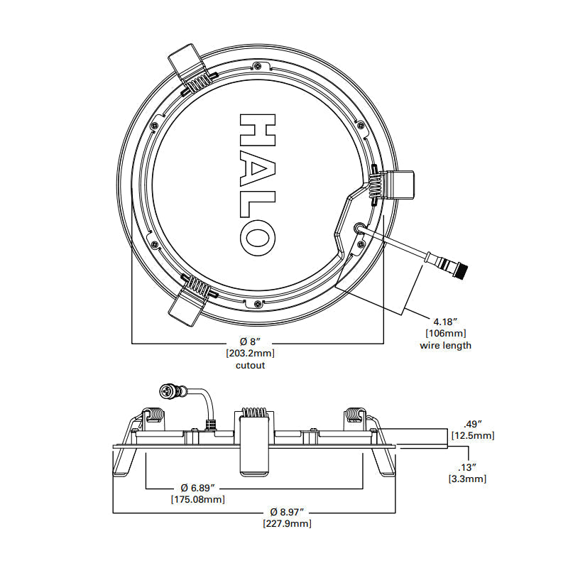 Halo HLB 8" Slim Canless LED Lens Downlight with Remote Driver / Junction Box, 1600 Lumen, CCT Selectable, Dimmable, 120V, Title 24