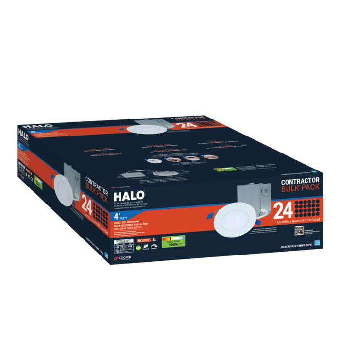 Halo HLBE4 4" Ultra-Slim LED Downlight, New Construction/Remodel Integrated LED Recessed Light Kit, 3000K, 600 Lumens, 120V