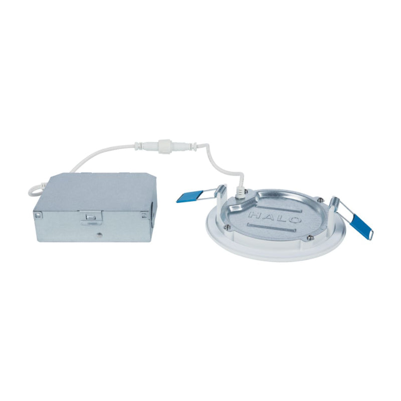 Halo HLBE4 4" Ultra-Slim LED Downlight, New Construction/Remodel Integrated LED Recessed Light Kit, 3000K, 600 Lumens, 120V