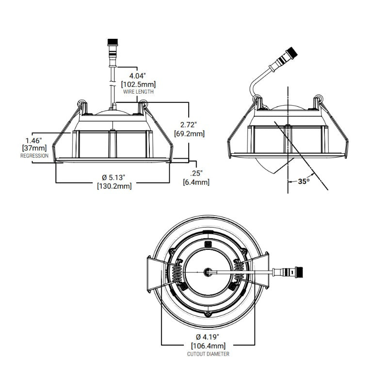 Halo RA4LS 4" Baffle Adjustable Canless LED Downlight, Lumen & CCT Selectable, Dimmable, 120V, Title 24