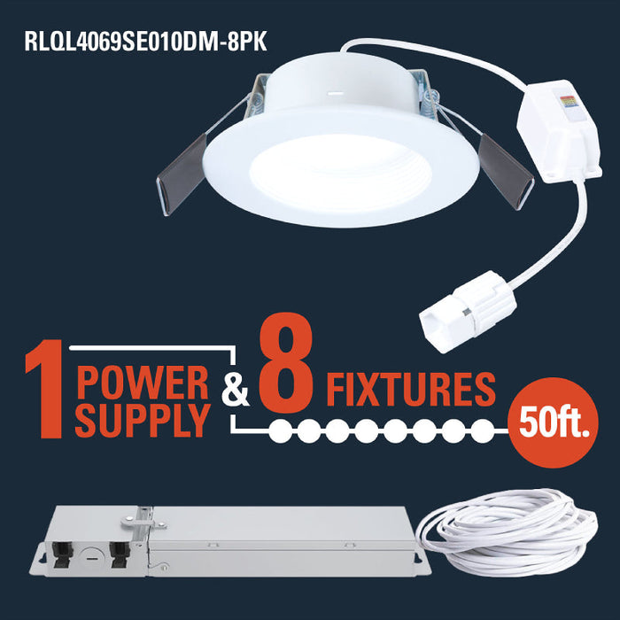 Halo RLQL4069SE010DM-8PK 4" QuickLink Low Voltage 0-10V Canless Downlights, 8-Pack Kit (Including Driver)