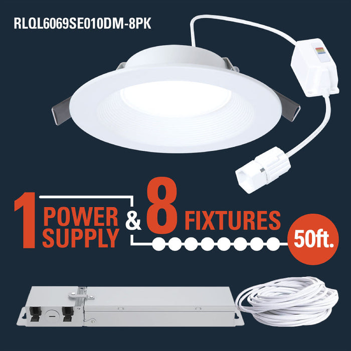 Halo  RLQL6069SE010DM-8PK 6" QuickLink Low Voltage 0-10V Canless Downlights, 8-Pack, Kit Including Driver