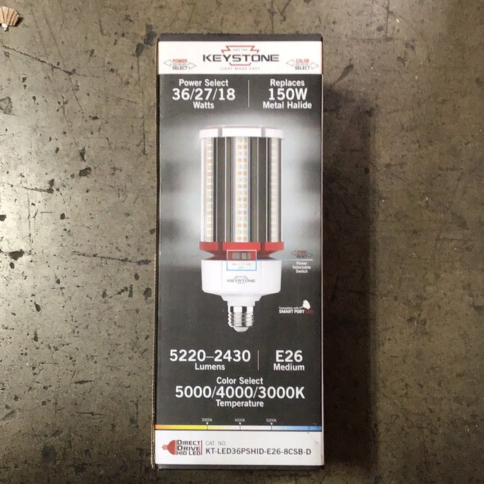 Keystone KT-LED36PSHID 18W/27W/36W LED HID Replacement Lamp, E26 Base, 3CCT Selectable