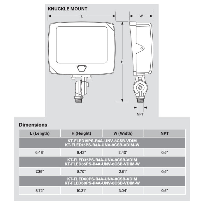 Keystone KT-FLED35PS-R4A 15W/25W/35W LED Flood Light, 3CCT Selectable