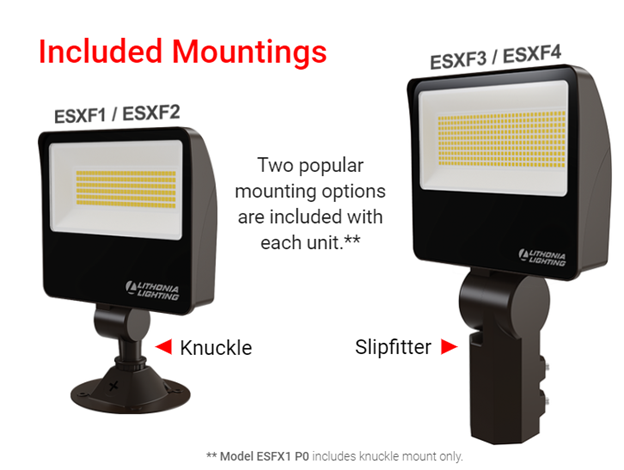 Lithonia Contractor Select ESXF3 Alo 100W LED Flood Light with Photocell, Knuckle/Yoke Mount, CCT Selectable, 120-277V