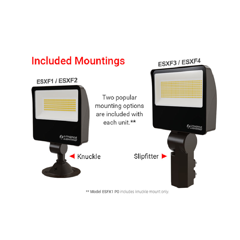 Lithonia Contractor Select ESXF3 Alo 100W LED Flood Light with Photocell, Knuckle/Yoke Mount, CCT Selectable, 120-277V