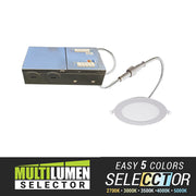 Elite REL475-ML-CCT 4" Round 6W/7W/9W LED Slim Disk Commercial Downlight, 5CCT & 3 Lumens Selectable, 120V, White Finish