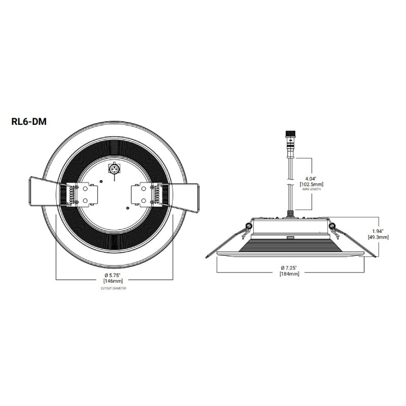 Halo RL6 6" LED Canless Recessed Downlight, 900/1200 Lumen, 5 CCT Selectable, D2W, Dimmable, 120V