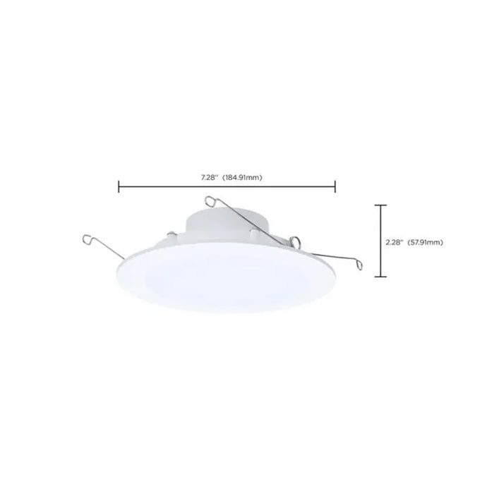 Satco S11896 6" Round 9W/11W/13W LED Flat Wafer Downlight Retrofit, 5CCT Selectable, Matte White Finish