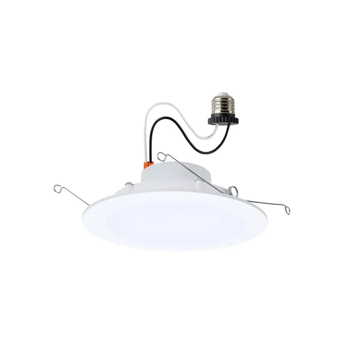 Satco S11896 6" Round 9W/11W/13W LED Flat Wafer Downlight Retrofit, 5CCT Selectable, Matte White Finish