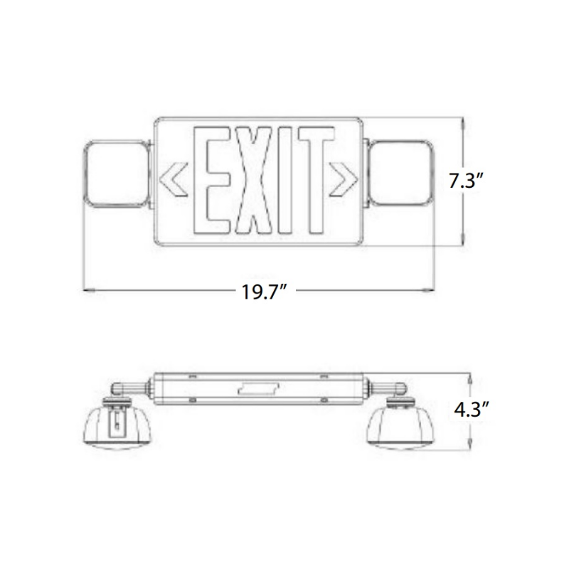 Energetic EXCA-DRG LED Exit & Emergency Combo with Battery Backup, Single or Double Face, 120/277V, White Finish
