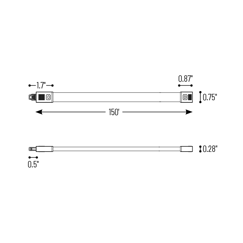 Nora NUTP13-W150-12 150-ft 120V 3.6W/ft. Continuous IP65 Rated LED Tape Light with 8-ft Cord and Plug