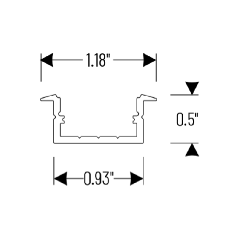 Nora NATL-C23A 4-ft Shallow Recessed Channel for Tape Light