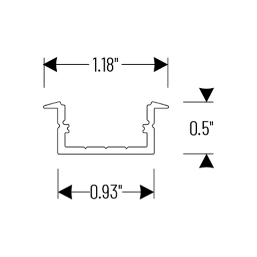 Nora NATL-C23A 4-ft Shallow Recessed Channel for Tape Light