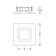 Nora NOXAC-436 4" AC Onyx 14.5W LED Square Retrofit Reflector, 1000 Lumens, 120V, White Finish