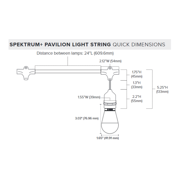 Cadena de luces para pabellón Sperktrum+ de 14,6 m y 24 lámparas, SPKPL-PVLSF de American Lighting, RGBW