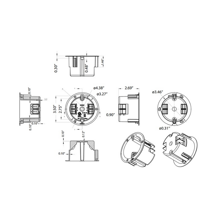 Energetic EPB-R18 18 cu Round Old Work Electrical Switch and Outlet Box