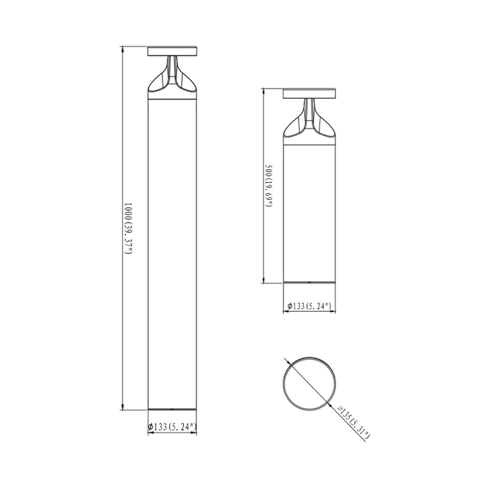 Cabezal de bolardo LED Westgate BOL-G5 de 5 W, 8 W, 12 W y 15 W