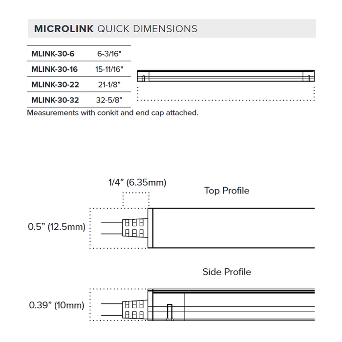 Barra de luz modular sin costuras MLINK-30 MicroLink de 21" con conexión CC, 24 V, de American Lighting