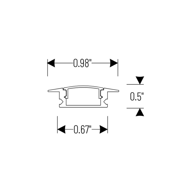 Nora NATL2-C23A 4-ft Shallow Recessed Channel for Tape Light