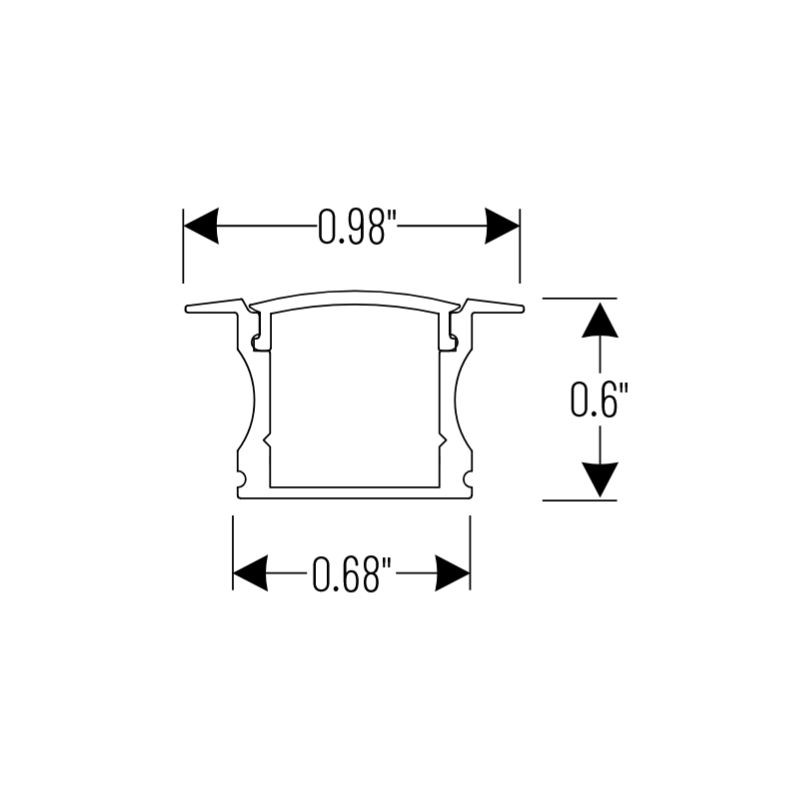 Nora NATL2-C25A 4-ft Deep Recessed Channel for Tape Light