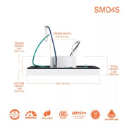 Halo SMD4 4" LED Square Surface Mount Downlight, 5CCT Selectable, 120V