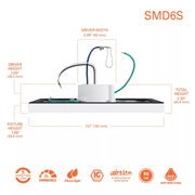 Halo SMD6 6" LED Square Surface Mount Downlight, 5CCT Selectable, 120V