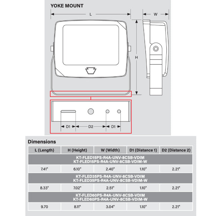 Keystone KT-FLED35PS-R4A 15W/25W/35W LED Flood Light, 3CCT Selectable