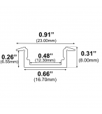 1972ASL 94" slimline low-profile Recessed Mount LED Channel,  8Ft