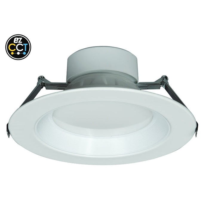 Foco LED comercial E4DL de 8" con energía, CCT seleccionable, 2100 lm