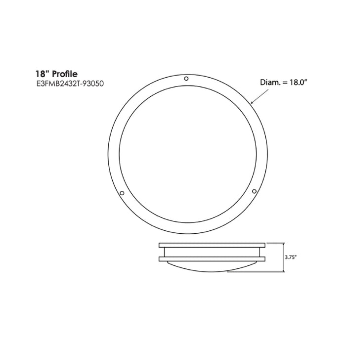 Luminaria LED empotrada de doble aro, redonda, de níquel, de 18", E3FMB, con 3 CCT seleccionables