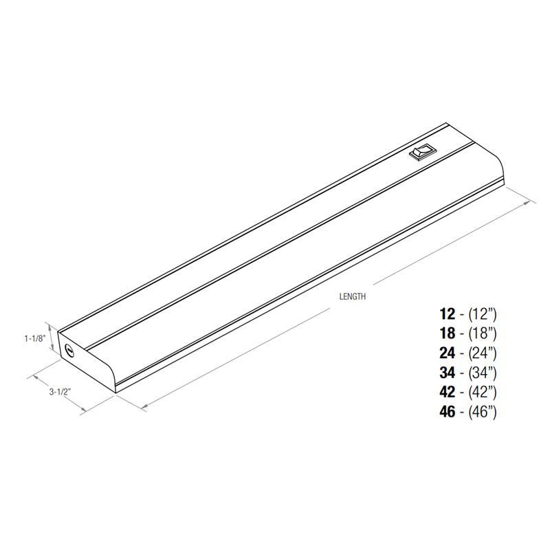 Elite EU-LED-34-CCT 34" LED Under Cabinet Fixture Polycarbonate Lens with UV Radiation Protection with Multi-CCT
