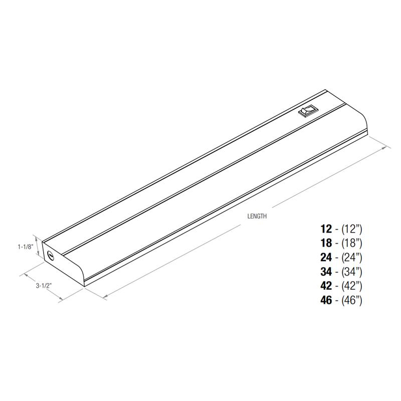 Elite EU-LED-18-CCT 18" LED Under Cabinet Fixture Polycarbonate Lens with UV Radiation Protection with Multi-CCT, 120V