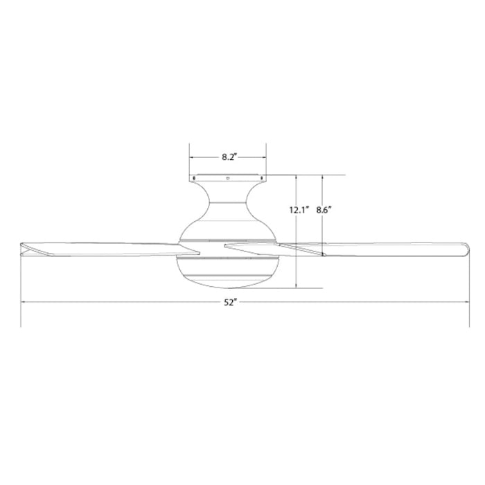 Ventilador de techo WAC F-035L Odyssey Flush de 52" con kit de iluminación LED