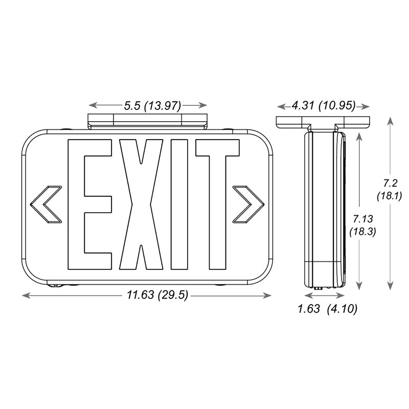 Lithonia Contractor Select EXRG Exit Sign with Ni-MH Battery Back Up - Red/Green Letters Switchable, Black
