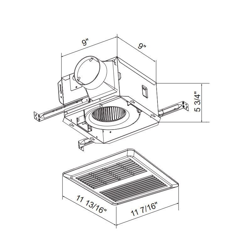 Ventilador de ventilación con motor de CA silencioso Airzone SNP100 de 100 CFM