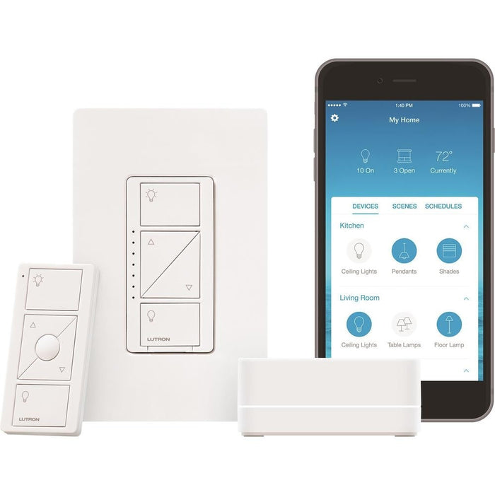 Lutron P-BDG-PKG1W Caséta Wireless Smart Lighting Dimmer Switch Starter Kit
